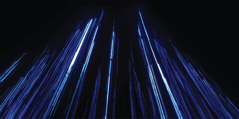 Abstract blue light streaks on a dark background with light trail painting long exposure digital art effect abstract background futuristic technology illumination communication © Rosa Alba L 