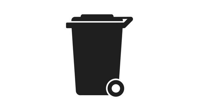 Trash Can Silhouette On White Background Simple Vector Illustration