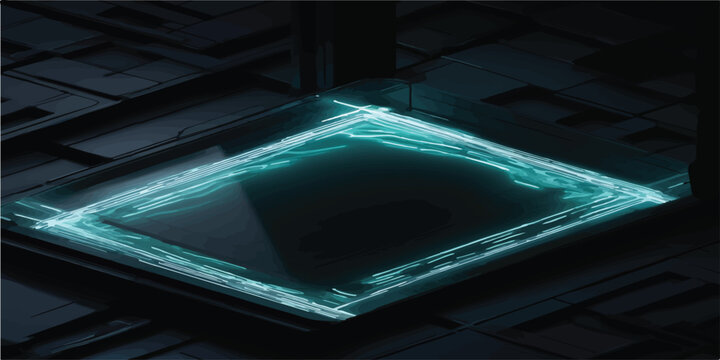 Futuristic glowing circuit board with neon blue light technology futuristic computer electronic microchip abstract background connection illumination hardware innovation structure