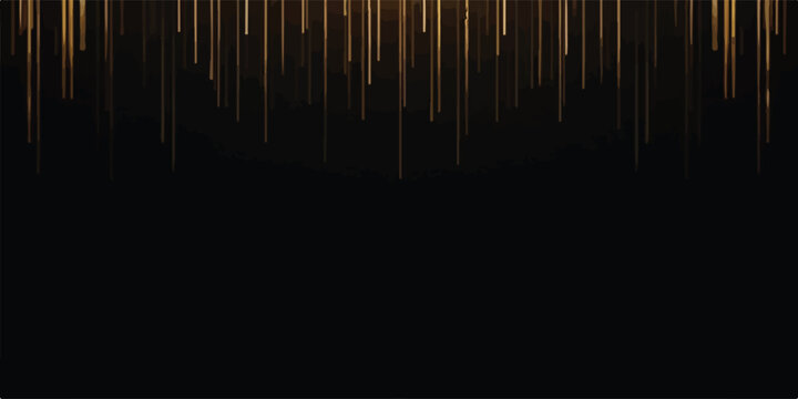 Golden light streaks falling downwards on a black background with abstract background dark vertical lines abstract vertical