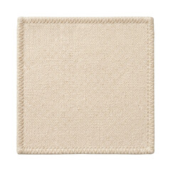 Blank square beige canvas fabric patch or coaster