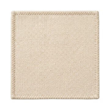 Blank square beige canvas fabric patch or coaster