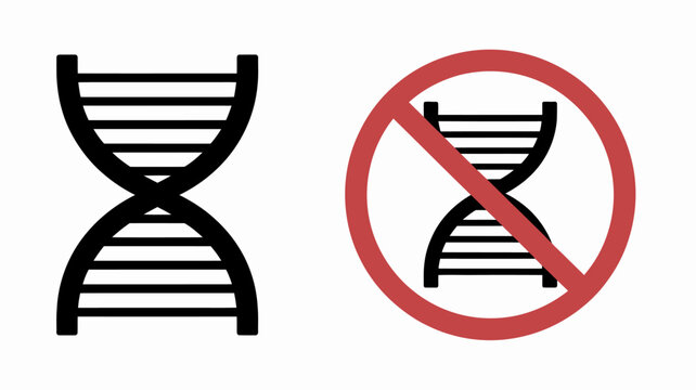 Dna Double Helix Illustration With Prohibition Sign On White Background deoxyribonucleic acid structure genetic code molecular biology biochemistry science genetics forbidden