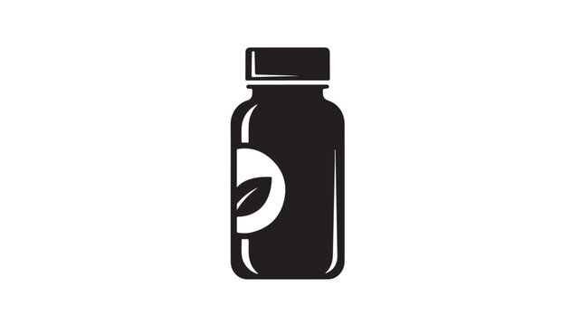 Black essential oil bottle with dropper flat design vector illustration isolated on white