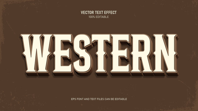 Western 3d text effect vector template with vintage style