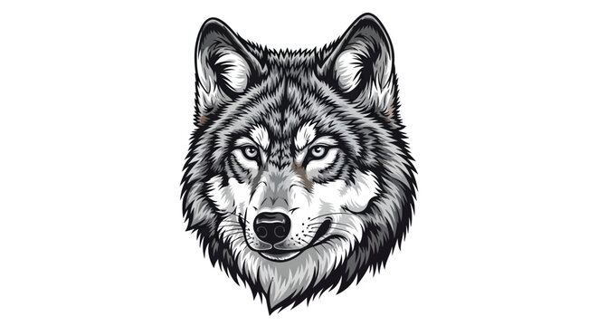 Wolf head with sharp teeth and eyes.