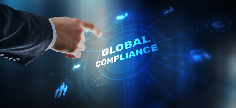 Global compliance framework with international regulations and cross-border business policy standards