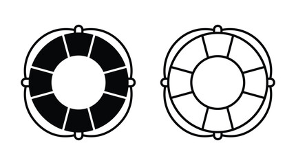 Life Preserver Ring Silhouette Black And White Vector Illustration © RKGolam