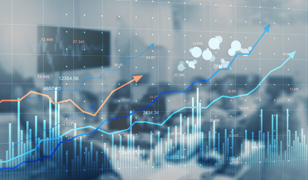 Business Finance Visualization of Market Growth Trends and Performance Metrics