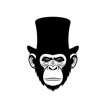 Sophisticated chimpanzee wearing a vintage top hat