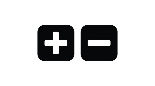 Plus and minus icons black silhouette on white background