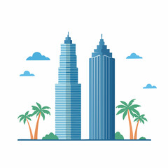 Obraz premium Modern Cityscape with Skyscrapers and Palm Trees