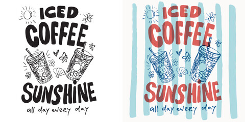 Obraz premium Trendy hand drawn doodle lettering quote about coffee. Lettering for t-shirt design, mug print, bag print, clothes fashion. 100% hand drawn vector image.
