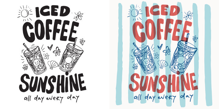 Trendy hand drawn doodle lettering quote about coffee. Lettering for t-shirt design, mug print, bag print, clothes fashion. 100% hand drawn vector image.