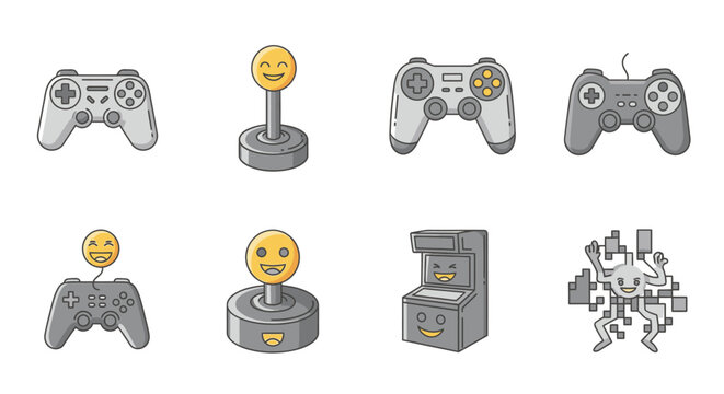 Gray gaming controllers and emojis.