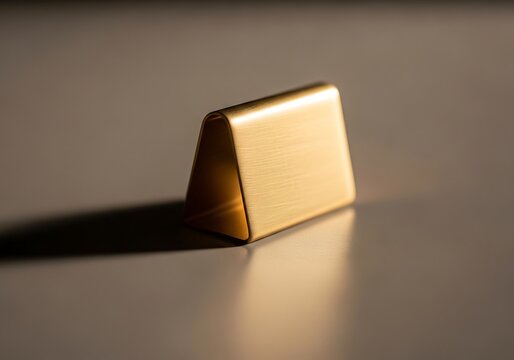 Brushed gold bar standing on its side with dramatic lighting effects