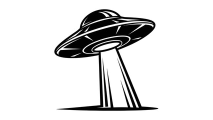 Black and White UFO Flying Saucer Illustration © kiki__