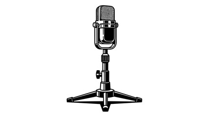 Fototapeta premium Vintage Studio Microphone Icon on Tripod Stand