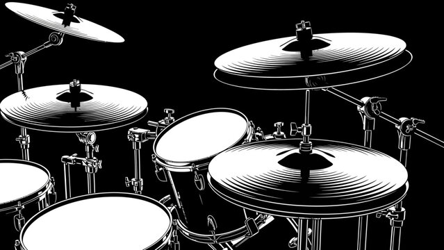 High Contrast Drum Kit Illustration