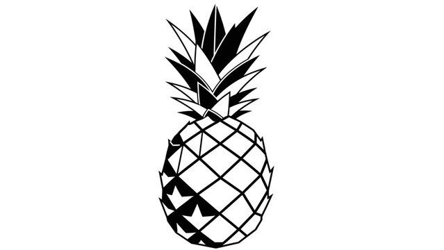 Minimalist Black and White Pineapple Illustration