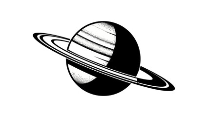 Minimalist Saturn Planet Illustration with Rings © kiki__
