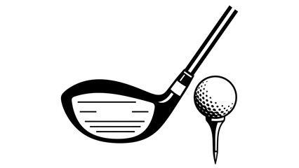 Minimalist Golf Club and Ball on Tee Icon © kiki__
