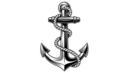 Classic Nautical Anchor with Rope Vector Illustration © kiki__