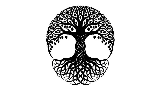 Abstract Tree of Life Celtic Knot Symbol Illustration