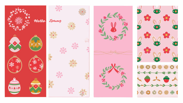 Floral ornament and easter egg patterns with springtime greetings a colorful vector illustration flower pattern decorated spring flowers holiday celebration festive