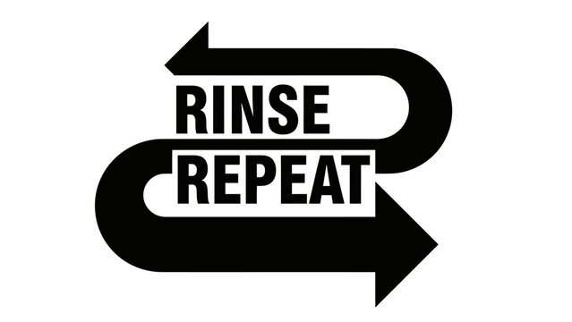 Rinse Repeat Text Design with Circular Arrow Symbol