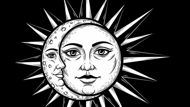 Mystical Sun and Moon Celestial Illustration