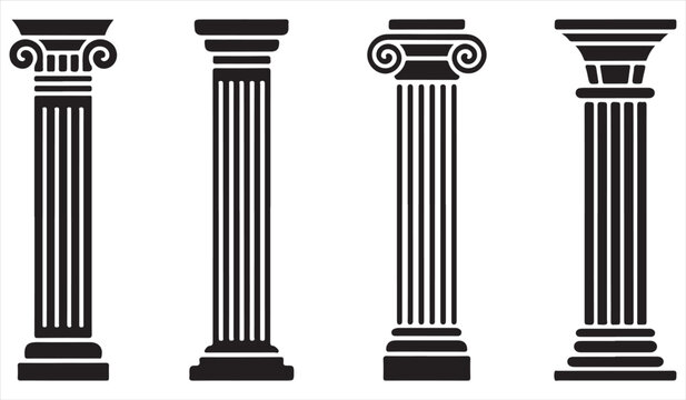 Classical Greek columns illustration with ancient architectural pillar designs
