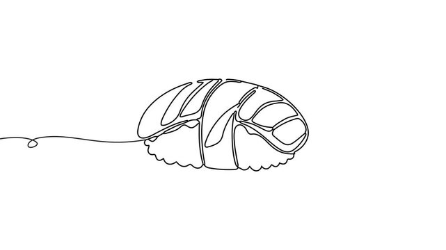 Animation of line drawing of a piece of sushi, representing global cuisine, flavor, and daily dining experiences.