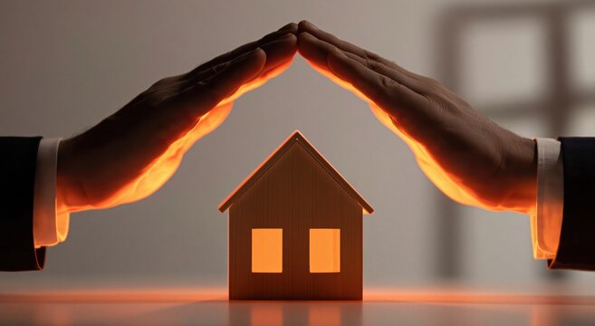 Insurance protection for home house property security real estate safety hands