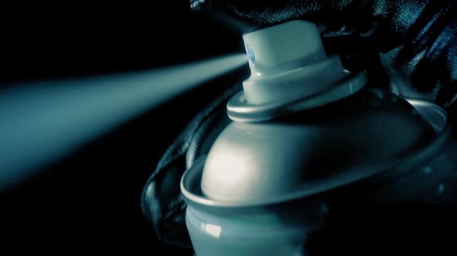 Gloved Hand Sprays Can Generic Substance 3 Shots
