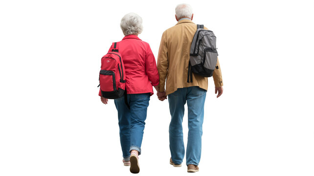 Two elderly individuals embarking on a journey together