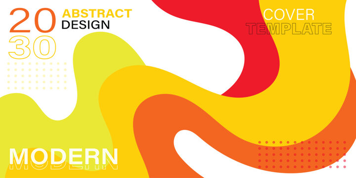 Abstract Fluid Wave Layered Background with Red, Yellow, and Orange Organic Curved Shapes and Halftone Dot Patterns for 2030 Corporate Cover Template