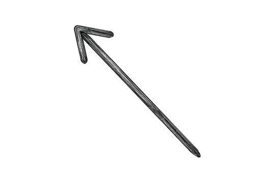 Hand drawn arrow pointing down right for business decrease and trend direction