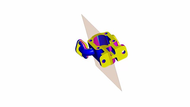 CAD Render of Machined Pump Housing Component, plane three dimensional computer aided design