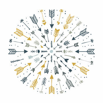 Hand drawn arrows in a boho tribal circle design.