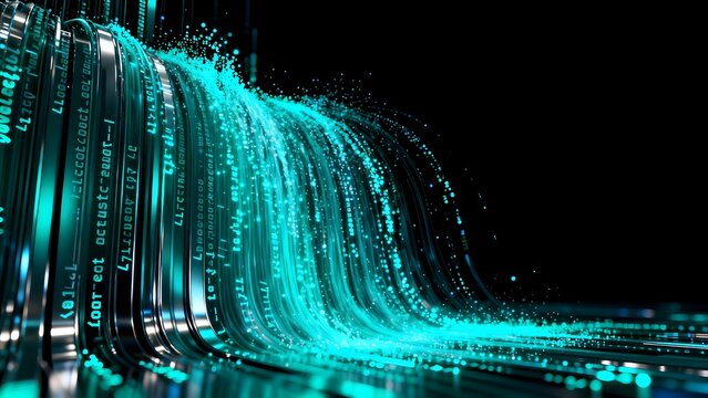 Digital data wave with binary code