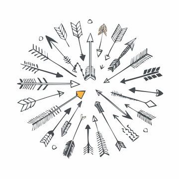 Hand drawn arrows in a circle pattern.