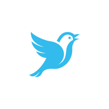 Stylized blue and white flying bird logo design for modern communication and nature concepts