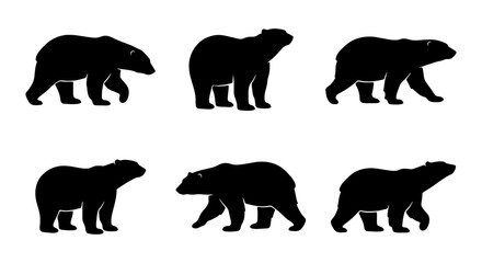 Polar Bear Silhouettes, Arctic Animal Icons, Wildlife Vector Graphics, Mammal Set © Maisha