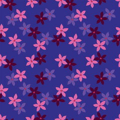 Vintage seamless floral pattern. Liberty style background of small mauve and lilac flowers. Small flowers scattered over a white background. Stock vector for printing on surfaces. Realistic flowers.  © YULIA