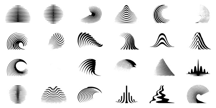 Lines abstract set with black and white patterns and shapes featuring design, art, vector with illustration and minimalist elements for modern,