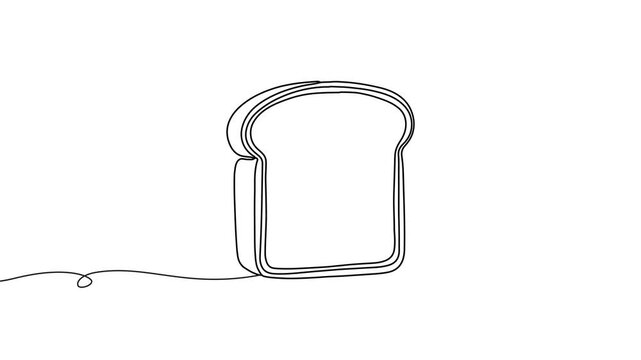 Animation of line drawing of a slice of bread, representing simplicity, everyday meal, and classic comfort food.