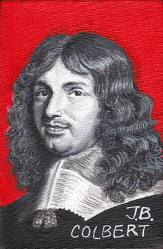 Jean Baptiste Colbert Acrylic Portrait Illustration
