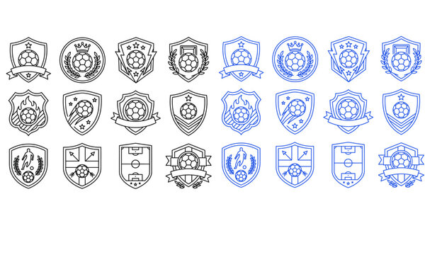 Soccer team shield badges and football crest collection