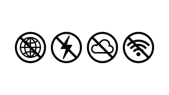 Disconnect Icon Vector Illustration Featuring Offline Symbol and No Internet Connection Sign Representing Network Disconnection, Connectivity Failure, and Internet Outage in Flat Outline Style